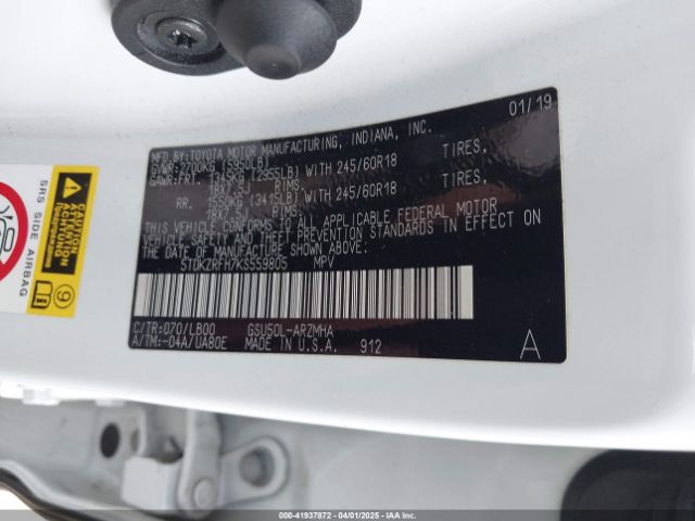 2019 TOYOTA HIGHLANDER 5TDKZRFH7KS559805 Photo 8