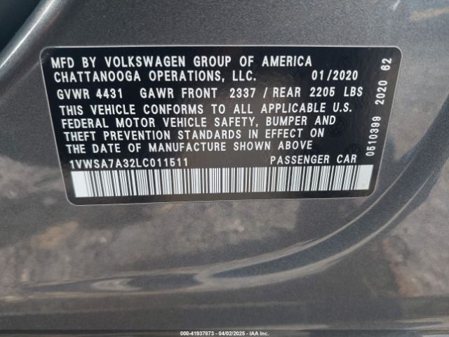1VWSA7A32LC011511 Volkswagen Passat 2.0t Se