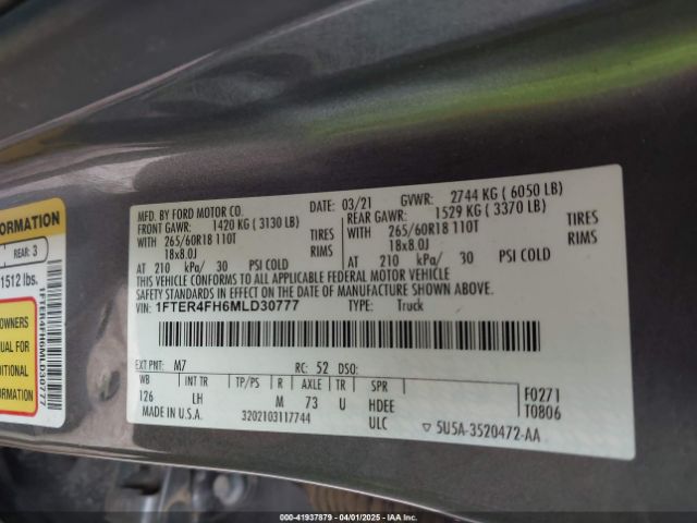 1FTER4FH6MLD30777 Ford RANGER XL