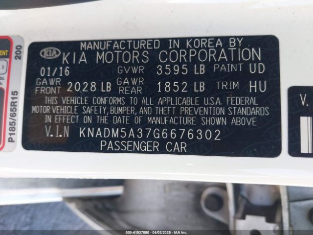 KNADM5A37G6676302 KIA RIO LX