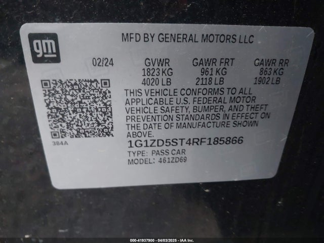 1G1ZD5ST4RF185866 Chevrolet lfv