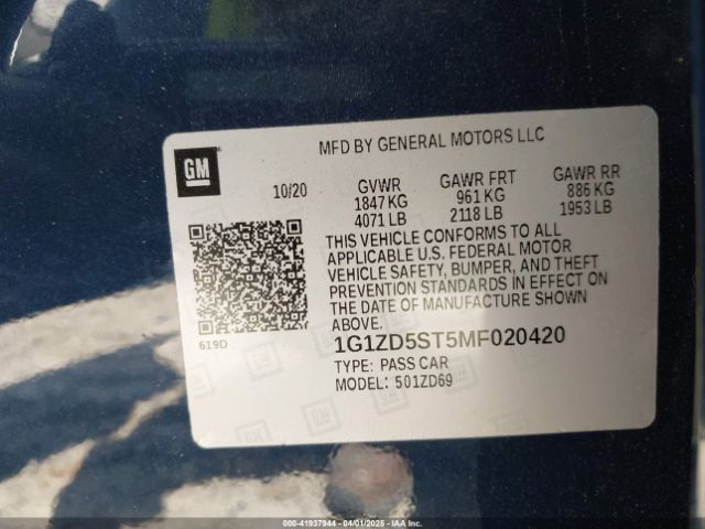 2021 CHEVROLET MALIBU 1G1ZD5ST5MF020420 Photo 8