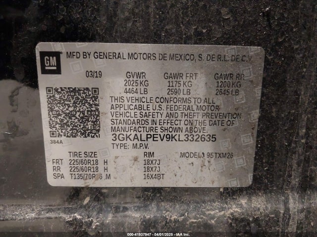 3GKALPEV9KL332635 GMC lyx - direct injection, vvt, fgt, turbo, alum, gen 1
