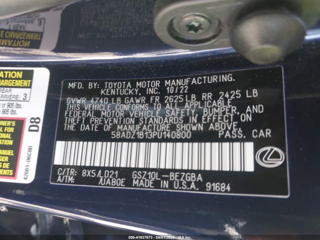 58ADZ1B13PU140800 Lexus ES 350