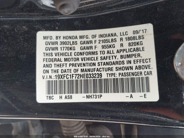 19XFC1F72HE033239 Honda Civic Ex-l