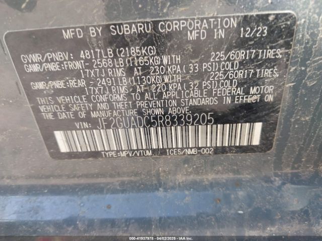 JF2GUADC5R8339205 Subaru Crosstrek Premium