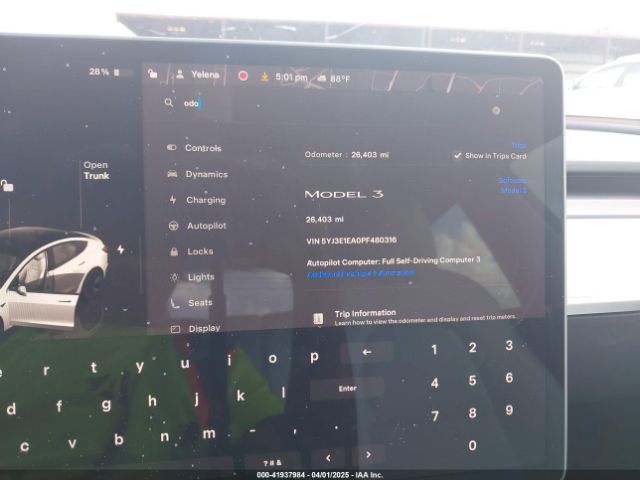 5YJ3E1EA0PF480316 Tesla Model 3 Rear-wheel Drive