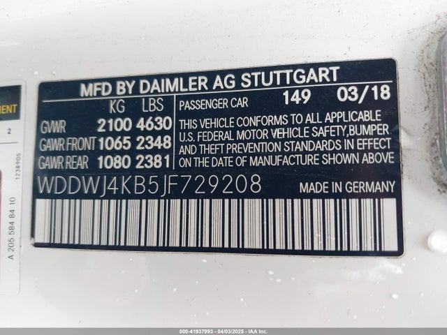 WDDWJ4KB5JF729208 Mercedes-Benz C 300 4matic