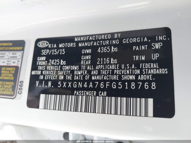 5XXGN4A76FG518768 KIA OPTIMA EX