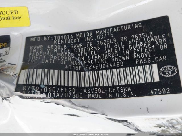 4T1BF1FK4FU044490 Toyota CAMRY SE