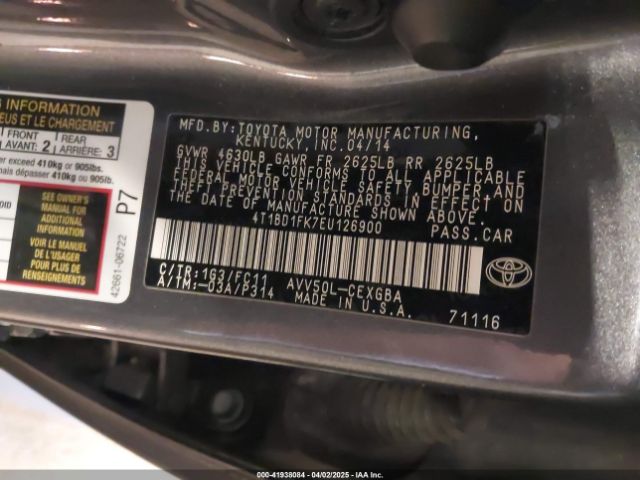 4T1BD1FK7EU126900 Toyota Camry Hybrid Xle