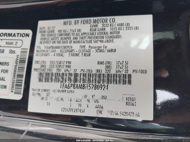 1FA6P8AM8H5280924 Ford Mustang V6