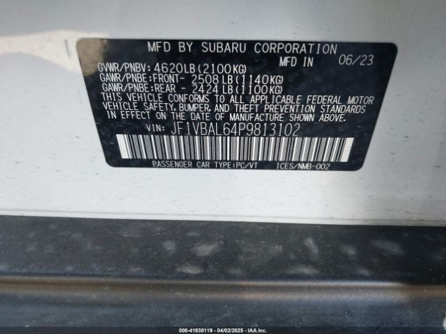 JF1VBAL64P9813102 Subaru Wrx Limited
