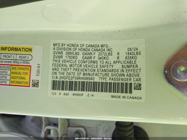 2HGFE2F59RH588940 Honda k20c2