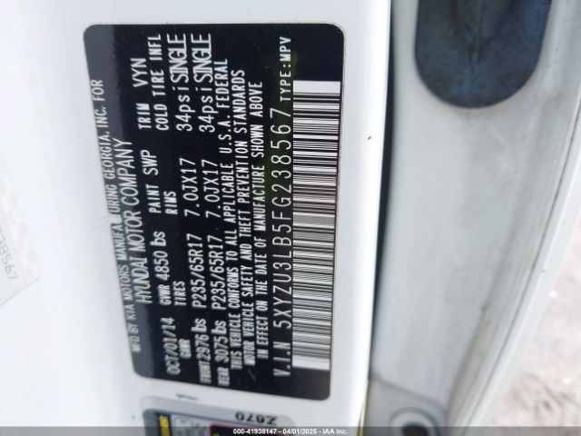 5XYZU3LB5FG238567 Hyundai Santa Fe Sport 2.4l