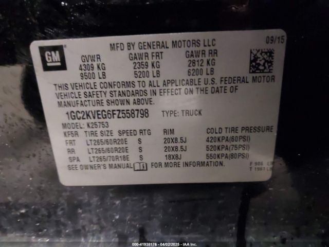 1GC2KVEG6FZ558798 Chevrolet Silverado 2500hd Lt
