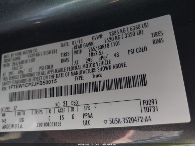 2018 FORD F-150 1FTEW1CP2JFB50015 Photo 8
