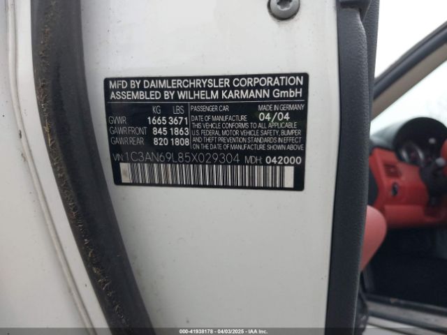 2005 CHRYSLER CROSSFIRE 1C3AN69L85X029304 Photo 8