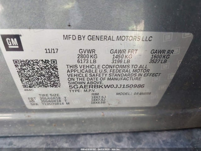 5GAERBKW0JJ150986 Buick Enclave Essence