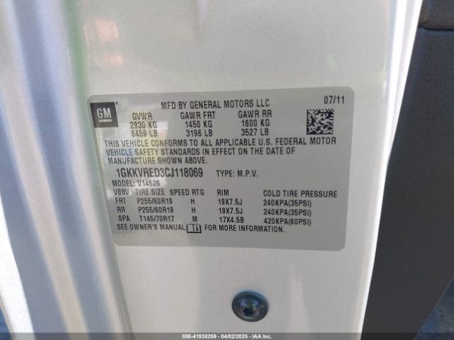 2012 GMC ACADIA 1GKKVRED3CJ118069 Photo 8