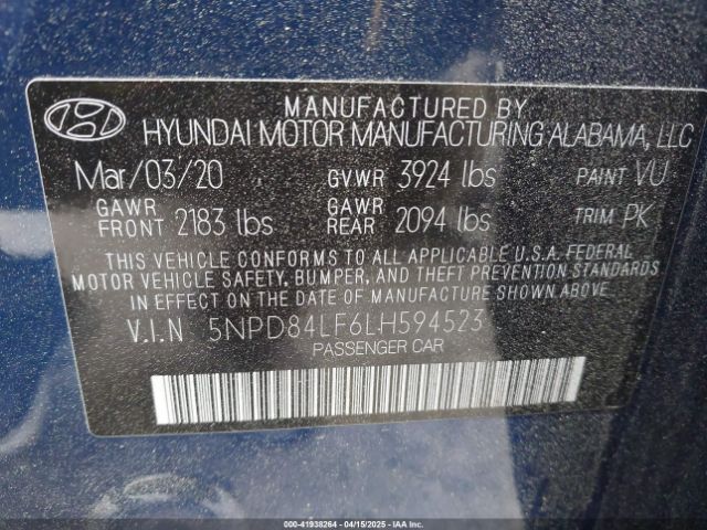 5NPD84LF6LH594523 Hyundai Elantra Value Edition