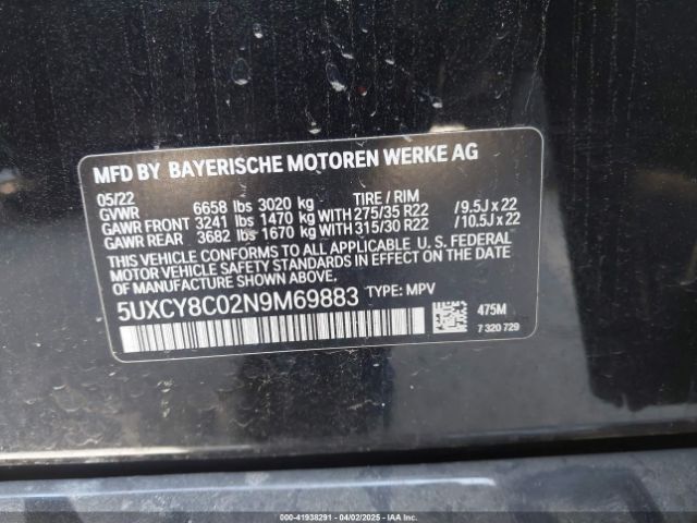 5UXCY8C02N9M69883 BMW X6 M50i