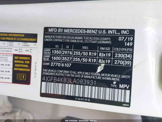 4JGFB4KB3LA083931 Mercedes-Benz m264