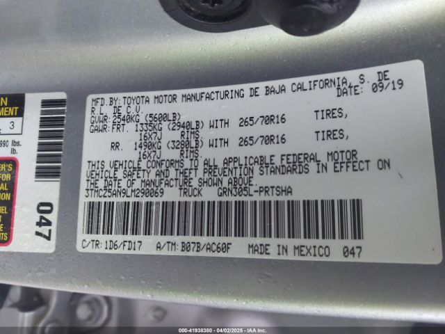 3TMCZ5AN9LM290069 Toyota Tacoma Trd Off-road