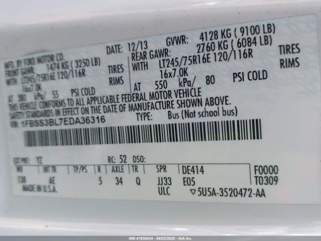 1FBSS3BL7EDA36316 Ford E-350 Super Duty Xl