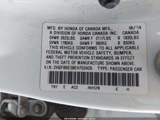 2HGFB6E58EH703426 Honda CIVIC SI