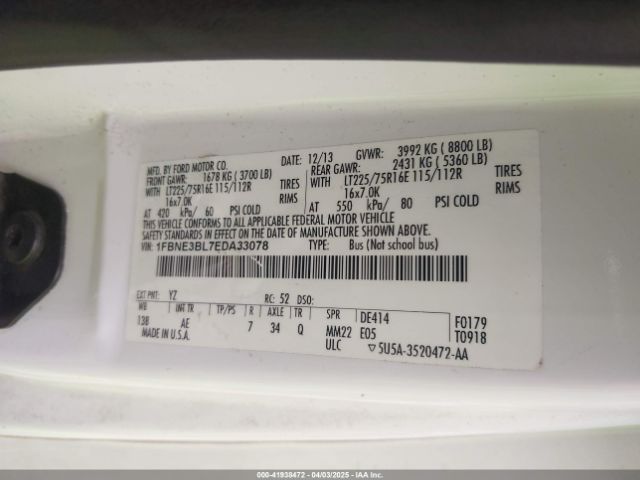 1FBNE3BL7EDA33078 Ford E-350 Super Duty Xl