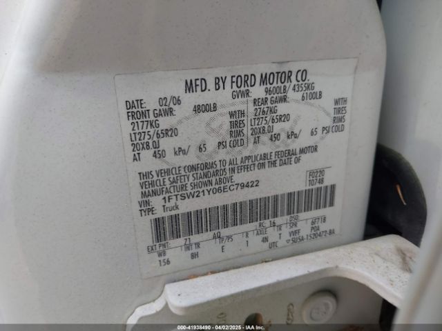 2006 FORD F-250 1FTSW21Y06EC79422 Photo 8