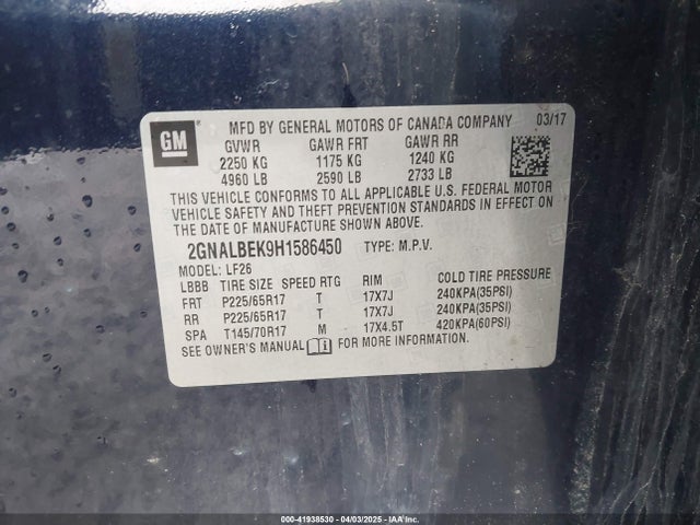 2GNALBEK9H1586450 Chevrolet EQUINOX LS