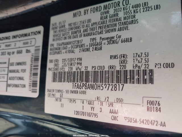 1FA6P8AM0H5272817 Ford Mustang V6