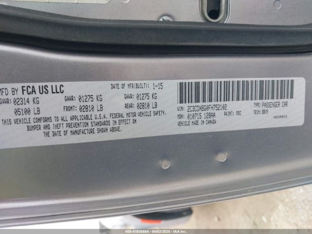 2C3CDXBG0FH752102 Dodge Charger Se