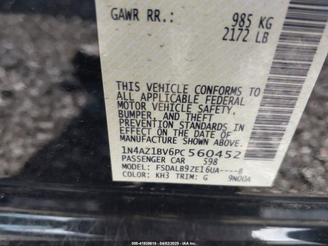 1N4AZ1BV6PC560452 Nissan Leaf S 40 Kwh