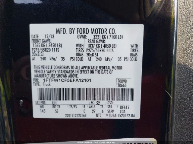 1FTFW1CF5EFA12101 Ford F-150 Stx