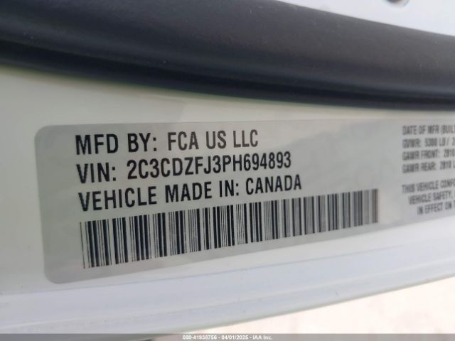 2C3CDZFJ3PH694893 Dodge Challenger R/t Scat Pack