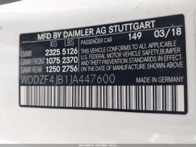 WDDZF4JB1JA447600 Mercedes-Benz E 300