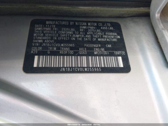 JN1BJ1CV0LW255965 Nissan ROGUE SPORT