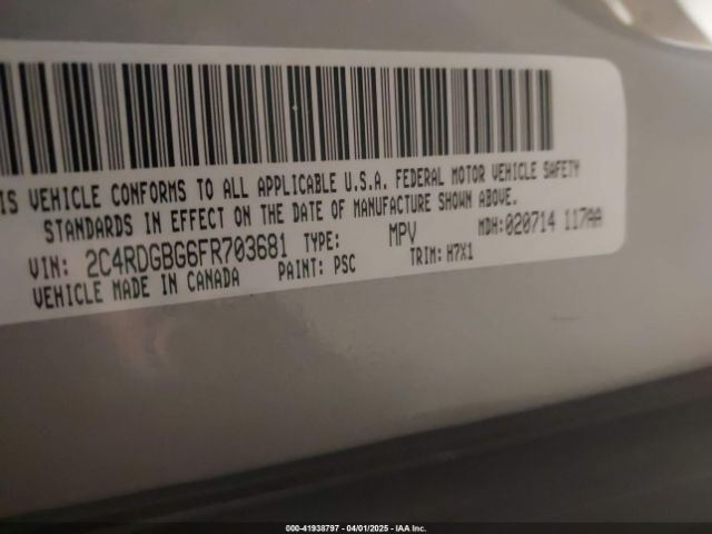2C4RDGBG6FR703681 Dodge Grand Caravan Se