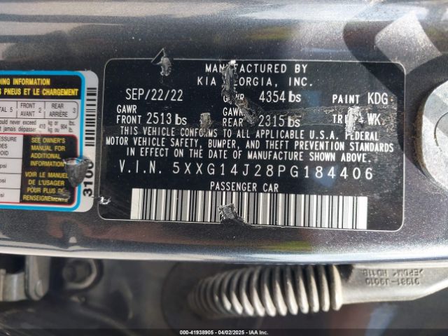 5XXG14J28PG184406 KIA K5 LXS
