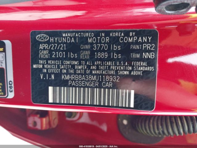 KMHRB8A38MU118932 Hyundai Venue Se
