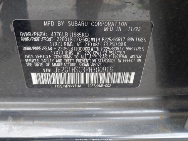 JF2GTHSC3PH300916 Subaru Crosstrek Sport