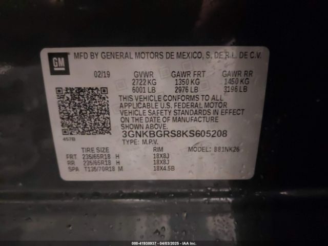 3GNKBGRS8KS605208 Chevrolet Blazer