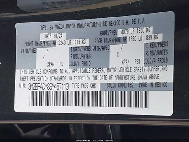 3MZBPACM8SM457113 Mazda Mazda3 2.5 S Preferred