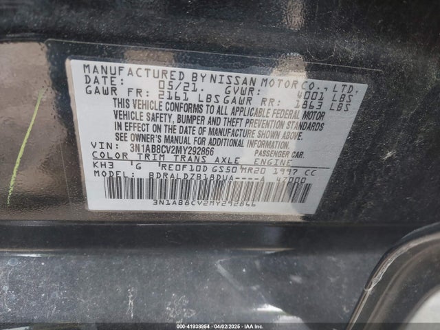 3N1AB8CV2MY292866 Nissan Sentra Sv Xtronic Cvt