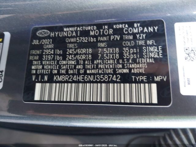 2022 HYUNDAI PALISADE KM8R24HE6NU358742 Photo 8