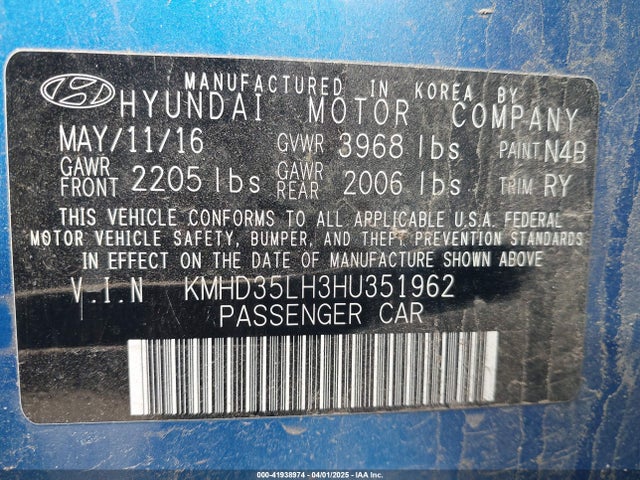 KMHD35LH3HU351962 Hyundai ELANTRA GT