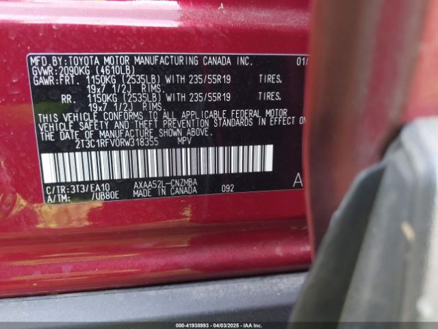 2T3C1RFV0RW318355 Toyota Rav4 Xle Premium